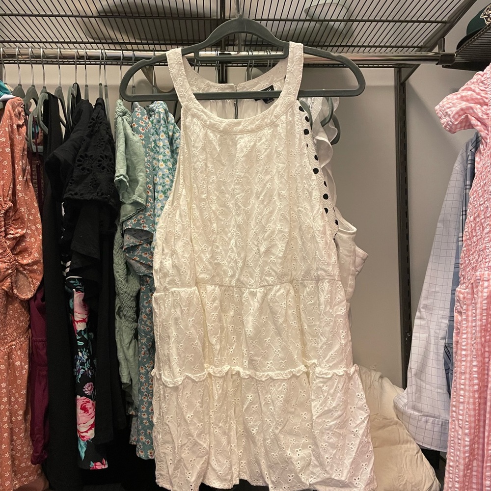 White Eyelet Halter Top